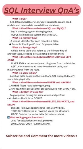 Top 10 SQL Interview Questions and Answers (Must Watch for Freshers & Experienced) 💻