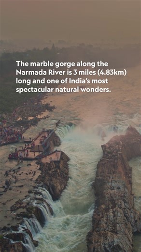National Geographic History on Instagram: "Over millions of years, immense heat and pressure transformed ancient fossils on a prehistoric seabed into crystalline marble, creating one of India's most stunning natural wonders—the Marble Rocks of the Narmada River. #IndiaFromAbove is now streaming on @DisneyPlus and @hulu."