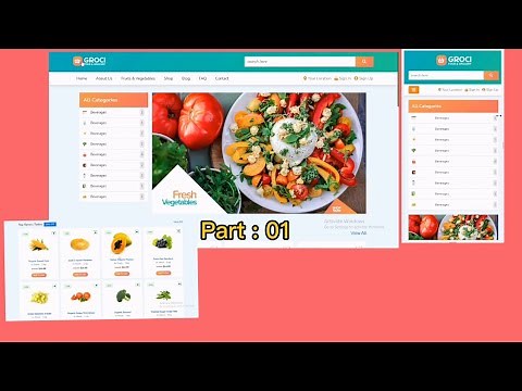 [ Part :01 ] how to create responsive Grocery Store design using HTML CSS & Javascript step by step