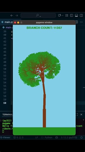 Recursive function to grow TREE in Python ⚡️ #shorts #coding #programming #python