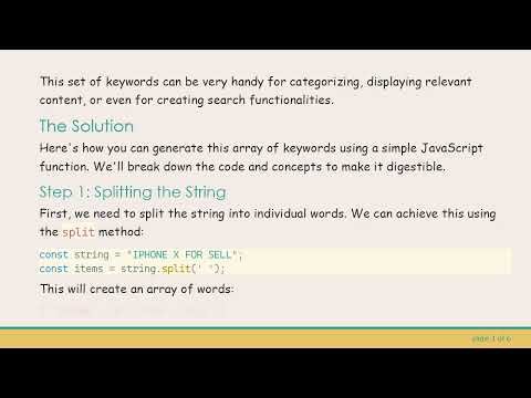 How to Generate Keywords from a String Using JavaScript