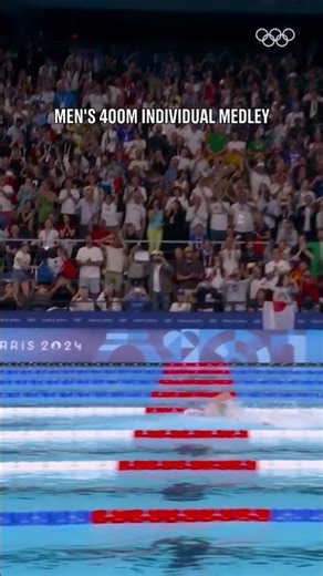 Léon Marchand at #Paris2024! Winning the first of his four individual golds in Olympic Record time!