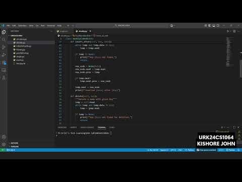 DSA : Implementation Of doubly Linked List in Python