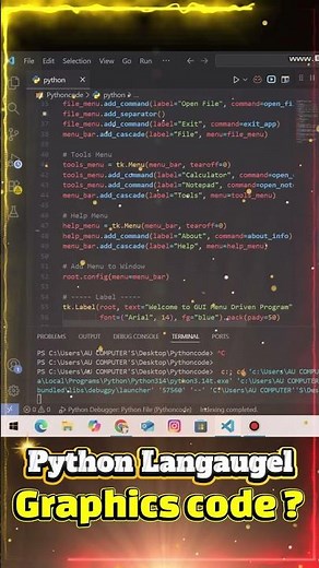 Menu driven program using python | 😀 Python code | GUI programming Python | एक सिंपल GUI application