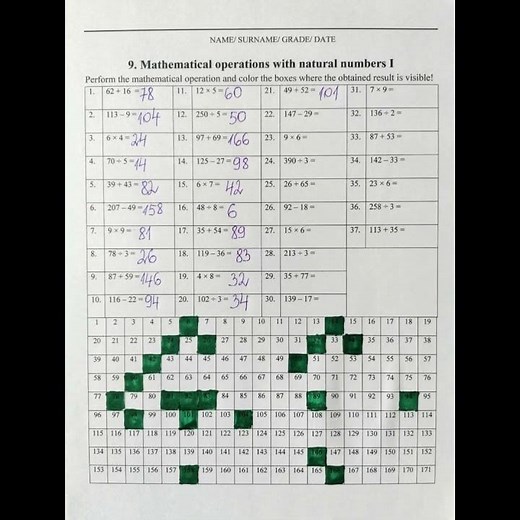 15 Printable Math Worksheets for grades 3-6 with answers. Color by Number! www.mathdomino.com