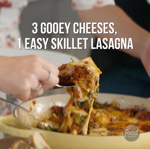 Giada De Laurentiis uses three gooey cheeses in this easy one-skillet lasagna. 😍😍 | Food Network