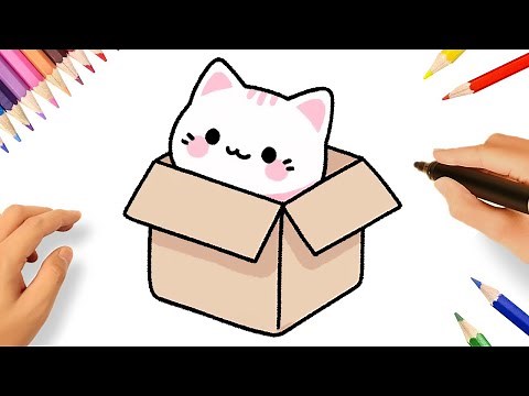 HOW TO DRAW A CUTE KAWAII CAT IN A BOX EASY STEP BY STEP 😻🐈