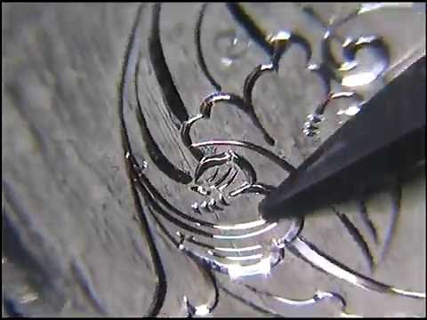 Super close up using the homemade hand engraving machine