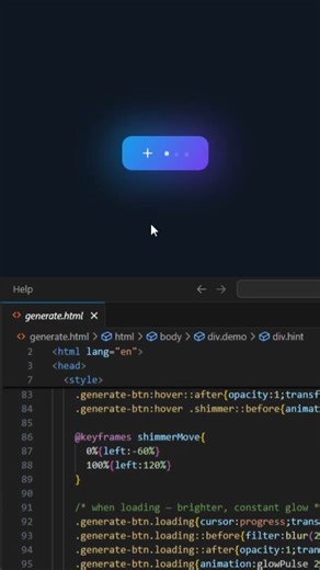 Button Animation with Hover Effects Using HTML & CSS #coding #webdevelopment #shorts