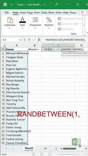 How to Randomly select Lucky Draw winner in Excel