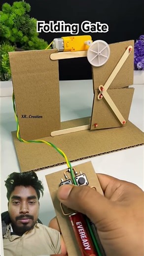 Folding Gate Mechanism with Dcmotor | DIY Science Project #youtubeshorts #dcmotor #experiment #tech