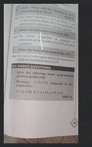 (3.) Define linear objective function in linear programming pro... | Filo