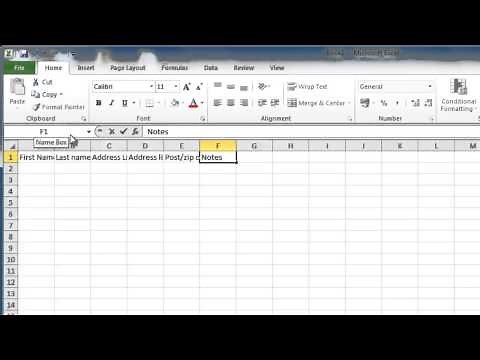 How to Make address book in Excel 2010