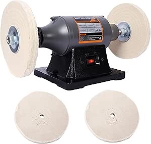 Bench Buffer Polisher Motor with 8 Inch Dual Buffering Wheels, Includes 4PCs 80Ply Thic Buffing Wheels for Buffing Metal, Jewelry, Wood, Jade, and Plastic Parts - Amazon.com