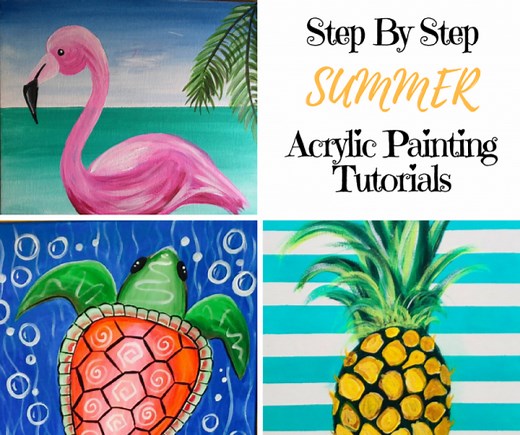 Summer Canvas Paintings - Tracie Kiernan - Step By Step Painting - Acrylic Canvas Tutorials