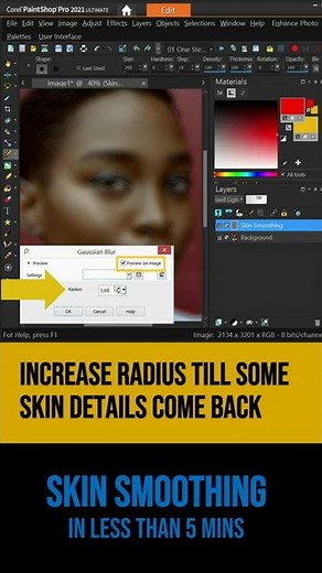 PaintShop Pro • Advanced Skin Smoothing in Less Than 5 Minutes #shorts
