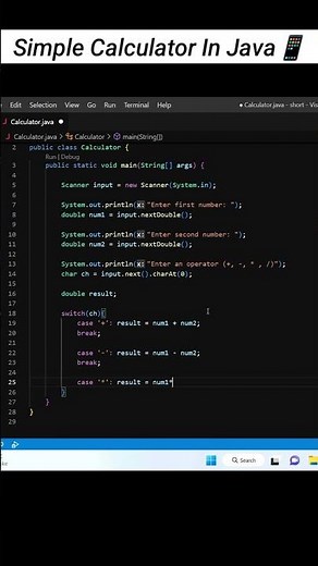 Build Simple Calculator In Java | Learn In 20sec #java #shorts #calculator