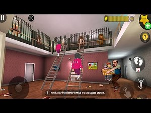 Scary Teacher 3D - troll Miss T many trap and ladders (Mod menu) gameplay part 5167 #scaryteacher3d