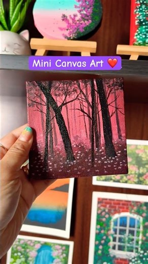 Aesthetic Acrylic Painting ❤️ / Misty Forest Painting #art #artshorts #viralshorts