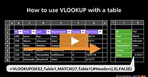 How to use VLOOKUP with a table