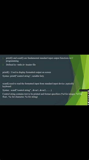 printf () and scanf() in C #https://youtu.be/WV0SNHUR-ok