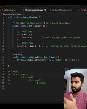 Recursion in Java explained in 30 seconds 😱 #sorts #codetechshivam #coding #trending #java