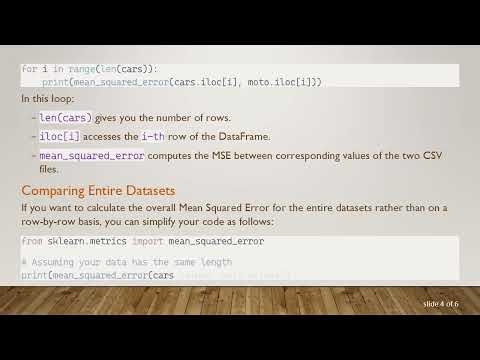 Comparing CSV Files Using Mean Squared Error