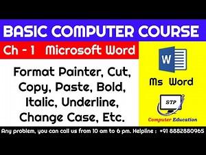 Ms Word Chapter - 1 Format Painter, Change Case, Etc. Complete Basic Computer Course in Hindi