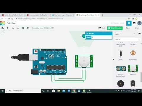 PIR sensor with arduino simulation in timkercad | how to make a motion detector in tinkercad
