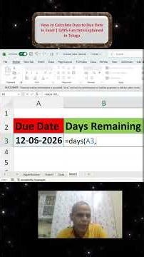 How to Calculate Days to Due Date in Excel | DAYS Function Explained in Telugu