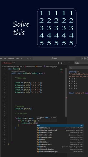 Number Pattern Program in Java ( #coding Challenge ) Java program #java