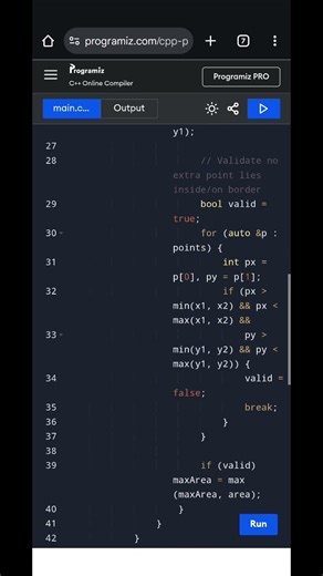 Maximum Rectangle Area from Points | C++ Coding Problem Explained with Examples