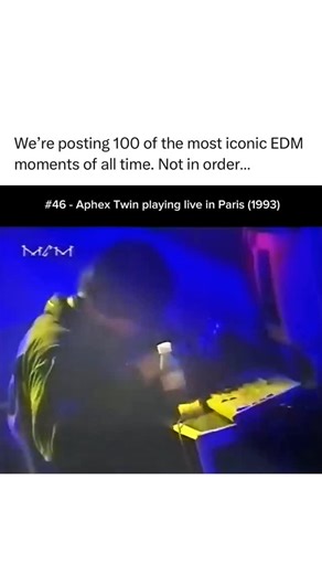 EDM Music on Instagram: "Aphex Twin live in Paris, 1993 captures a moment when electronic music was still being written in real time. Long before EDM had a global spotlight, he was already pushing boundaries with raw hardware sets and forward thinking sound design that would shape techno, IDM, and rave culture for decades. The track playing here, Polygon Window’s “Quoth” hidden mix, shows how far ahead of the curve he was, blending hypnotic rhythms with experimental textures that influenced coun