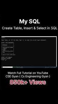In My SQL, how to create Table, Insert & Select in SQL