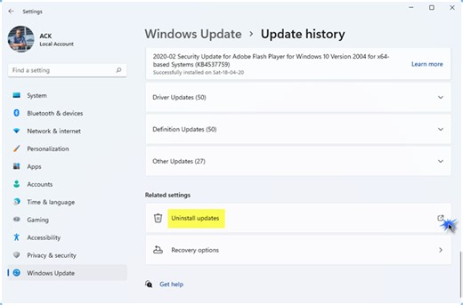 How to uninstall Windows Updates in Windows 11/10