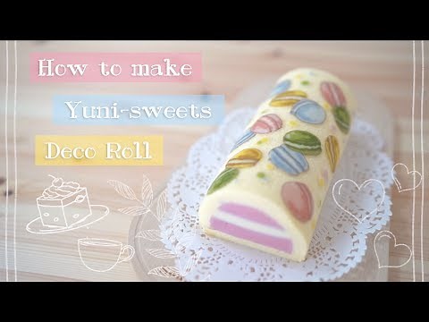 How to make macaron design Roll cake! | yunisweets Deco Roll