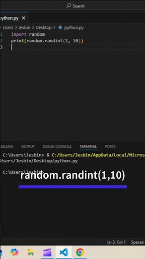 Generate Random Numbers Instantly in Python! 🐍 #Short #pythonforbeginners #code