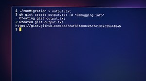 ProTip: You can quickly publish a public or private gist with GitHub CLI e.g. ❯ gh gist create output.txt -d "Debugging info" https://cli.github.com/ | GitHub