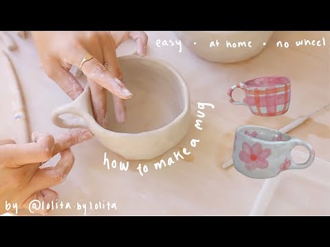 how to make a ceramic mug ~ no wheel required 🌸 pottery from home